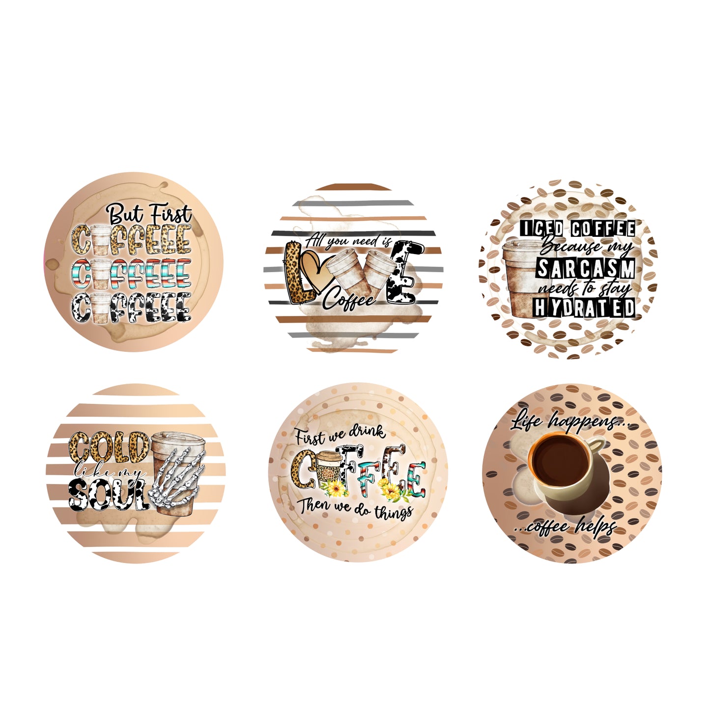 Ceramic Coaster Set - Funny Coffee