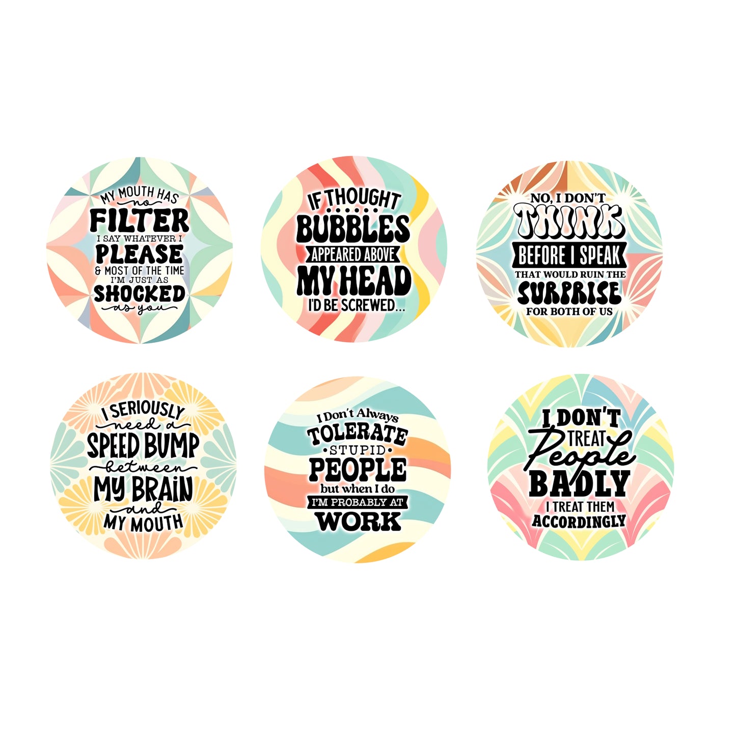 Ceramic Coaster Set - Sarcastic Retro