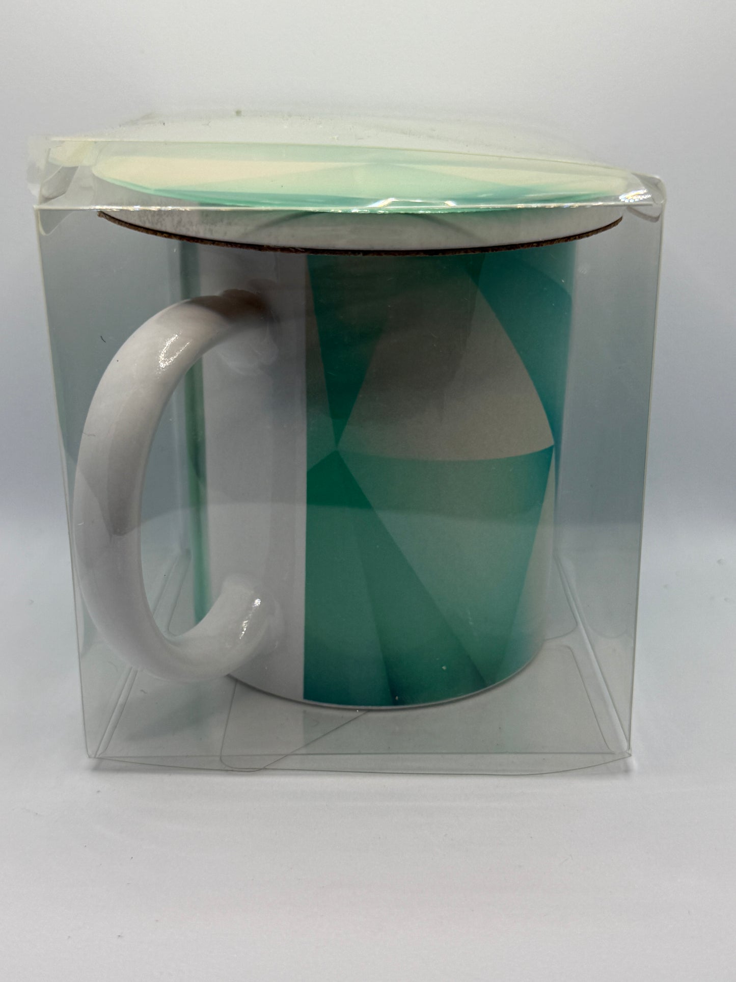 Ceramic Mug and Coaster - Green Abstract