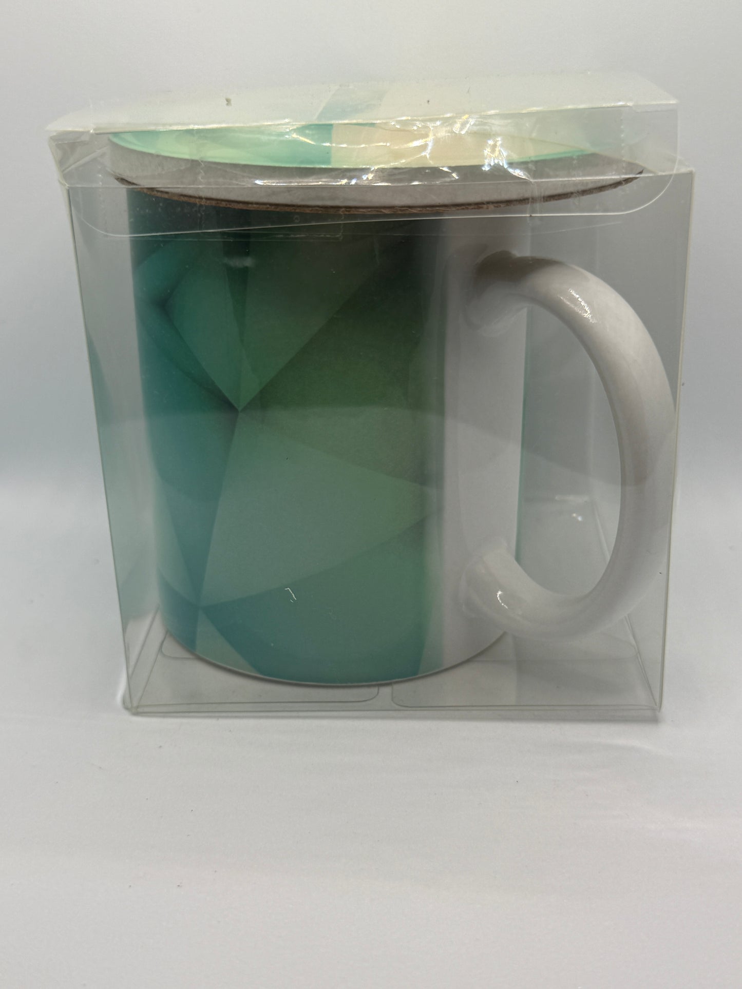 Ceramic Mug and Coaster - Green Abstract