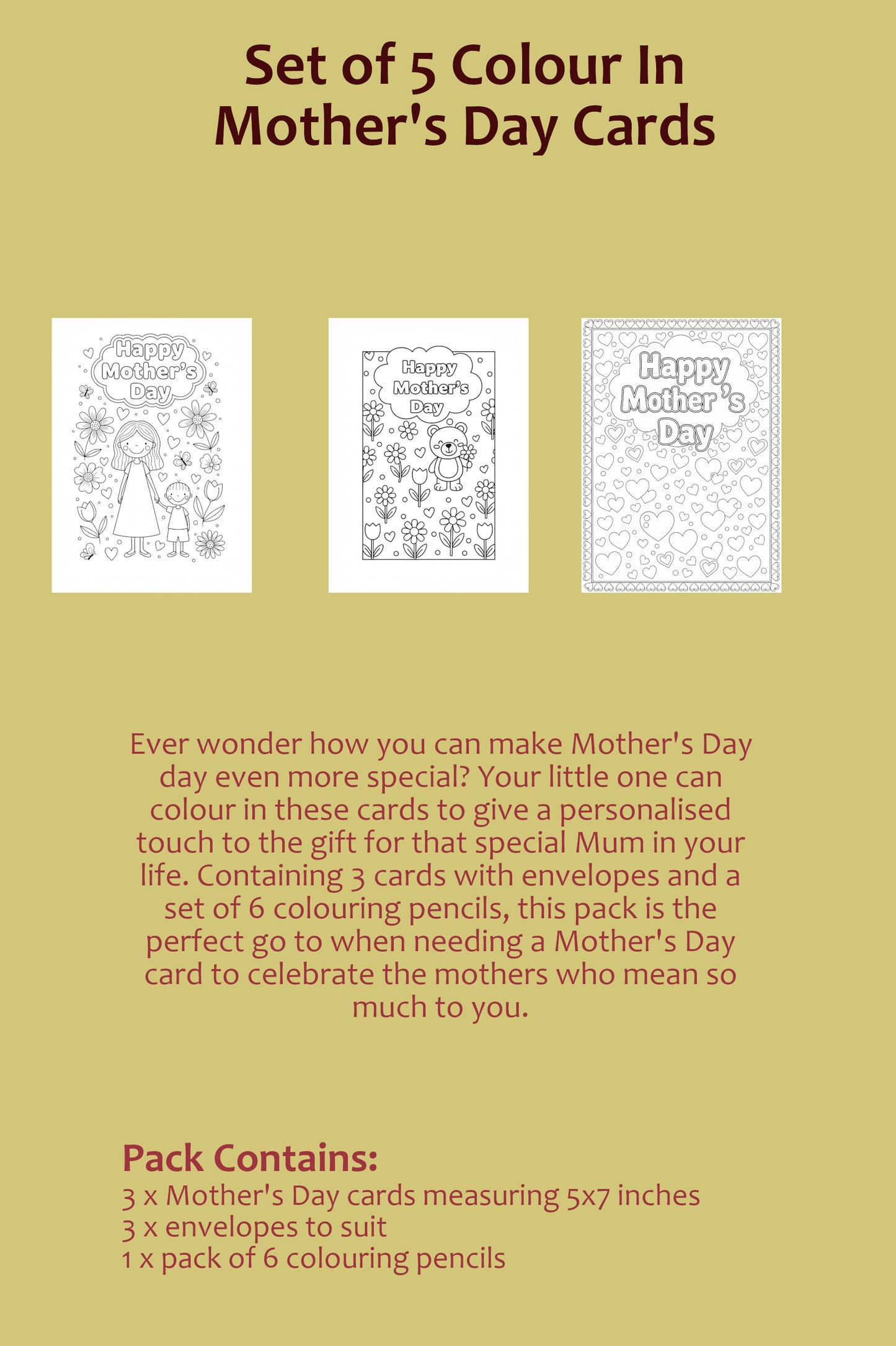 Mother's Day Colour In Card Pack 1