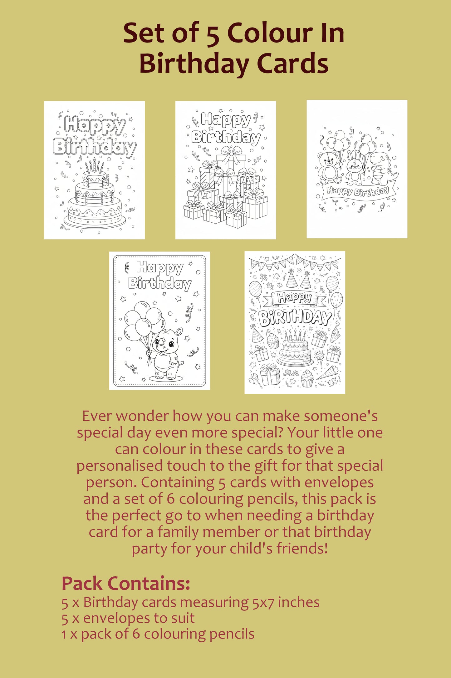 Birthday Colour In Card Pack #3