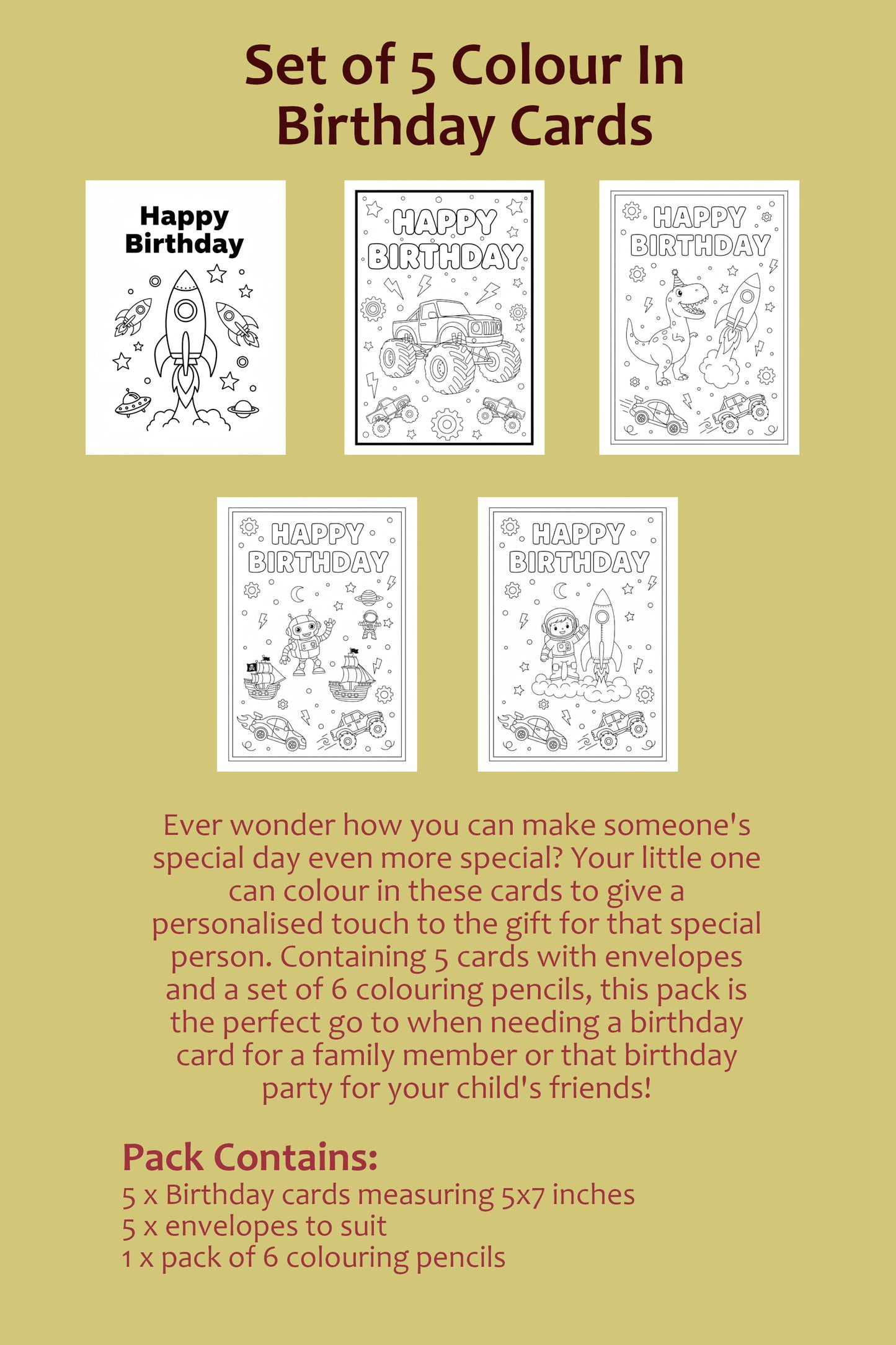 Birthday Colour In Card Pack #1