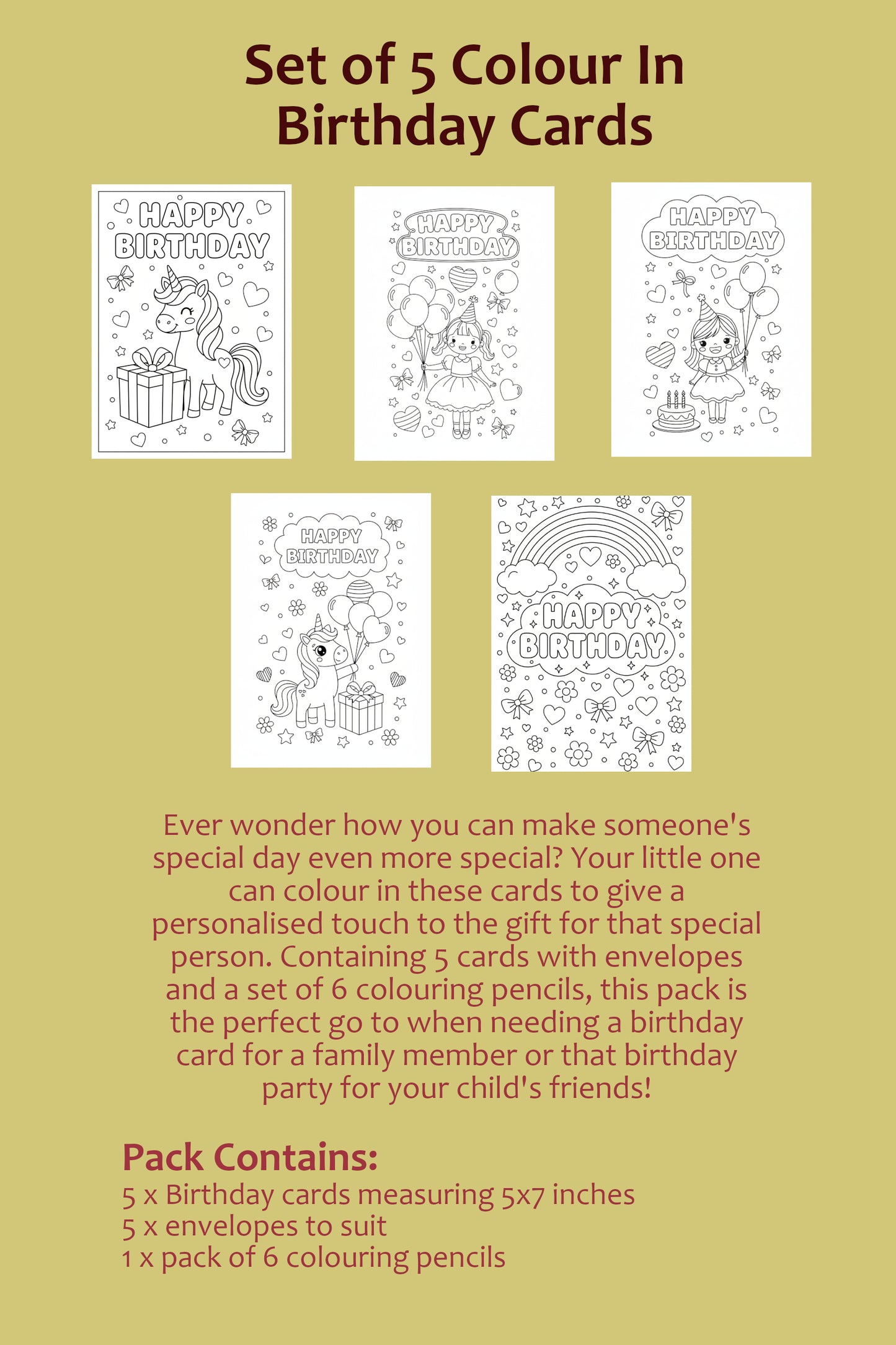 Birthday Colour In Card Pack #7