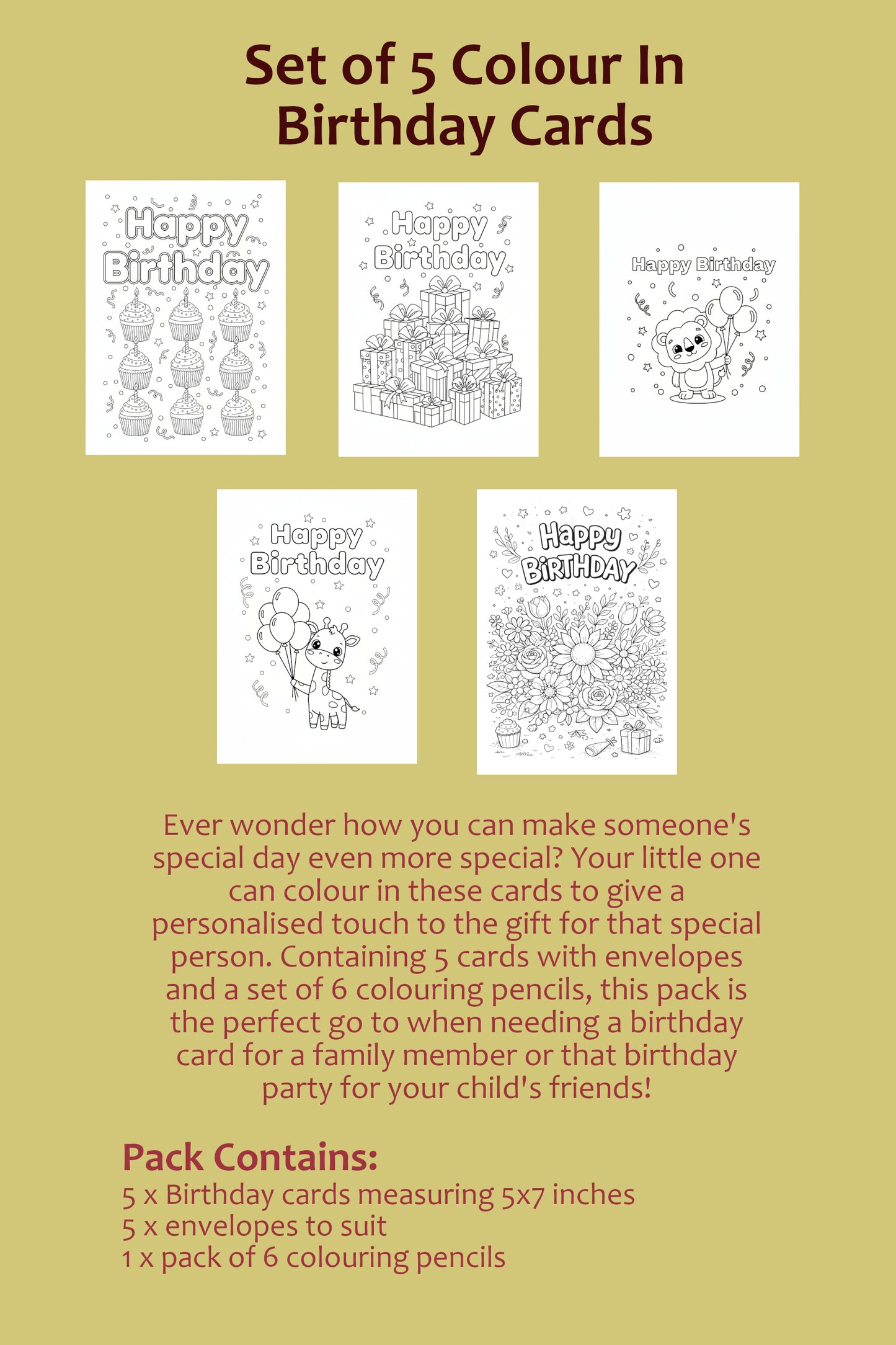 Birthday Colour In Card Pack #5