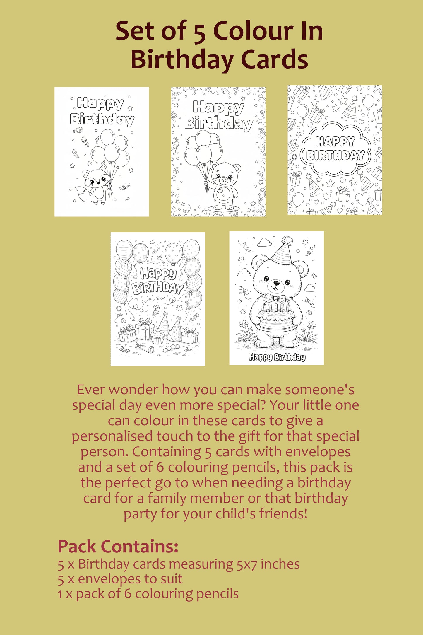 Birthday Colour In Card Pack #6