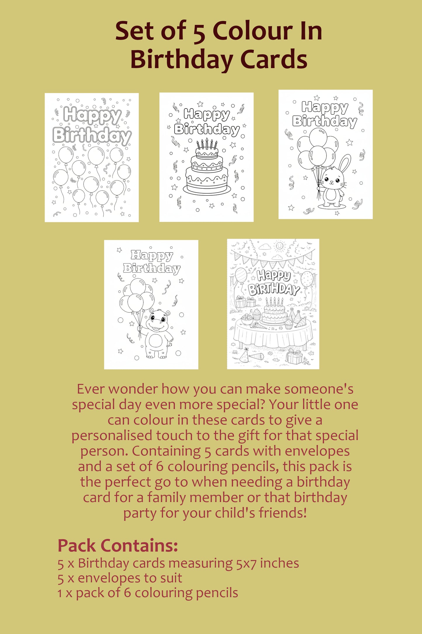 Birthday Colour In Card Pack #2