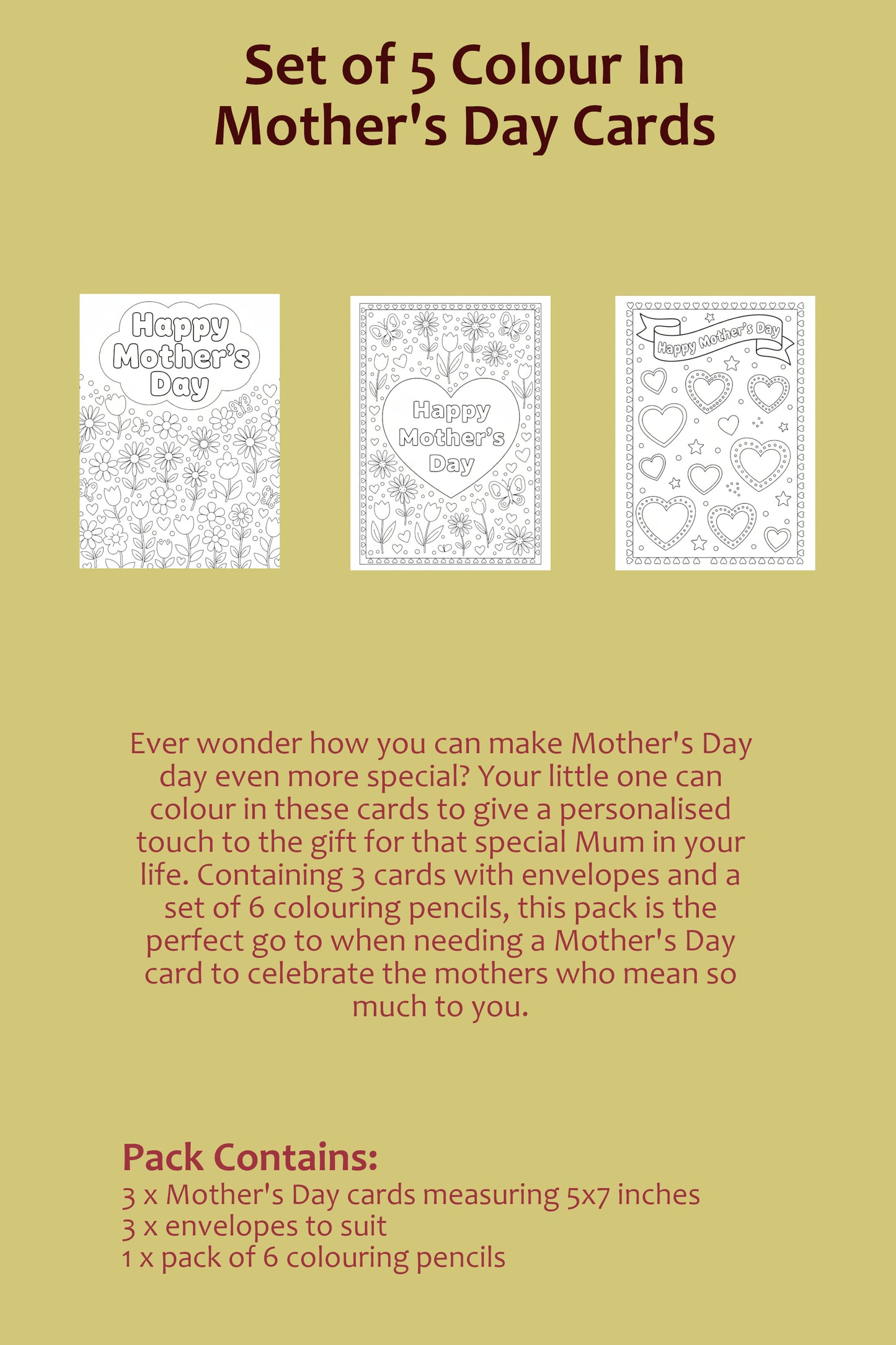 Mother's Day Colour In Card Pack 3