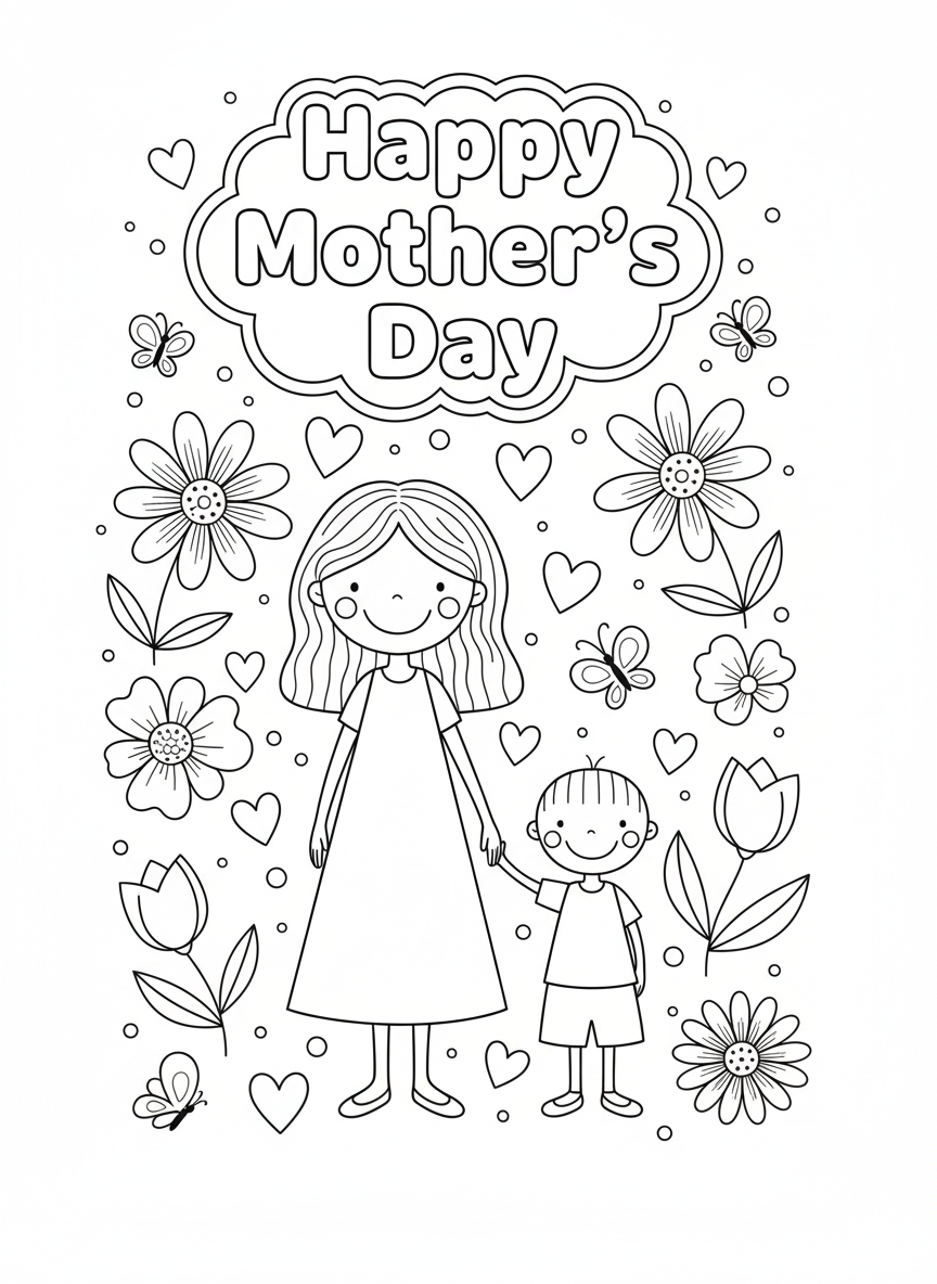 Mother's Day Colour In Card Pack 1