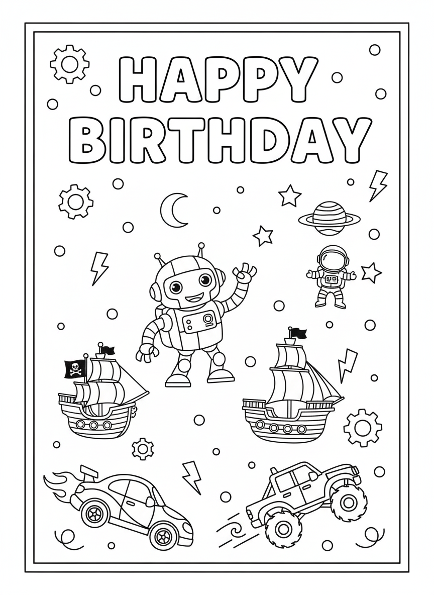 Birthday Colour In Card Pack #1