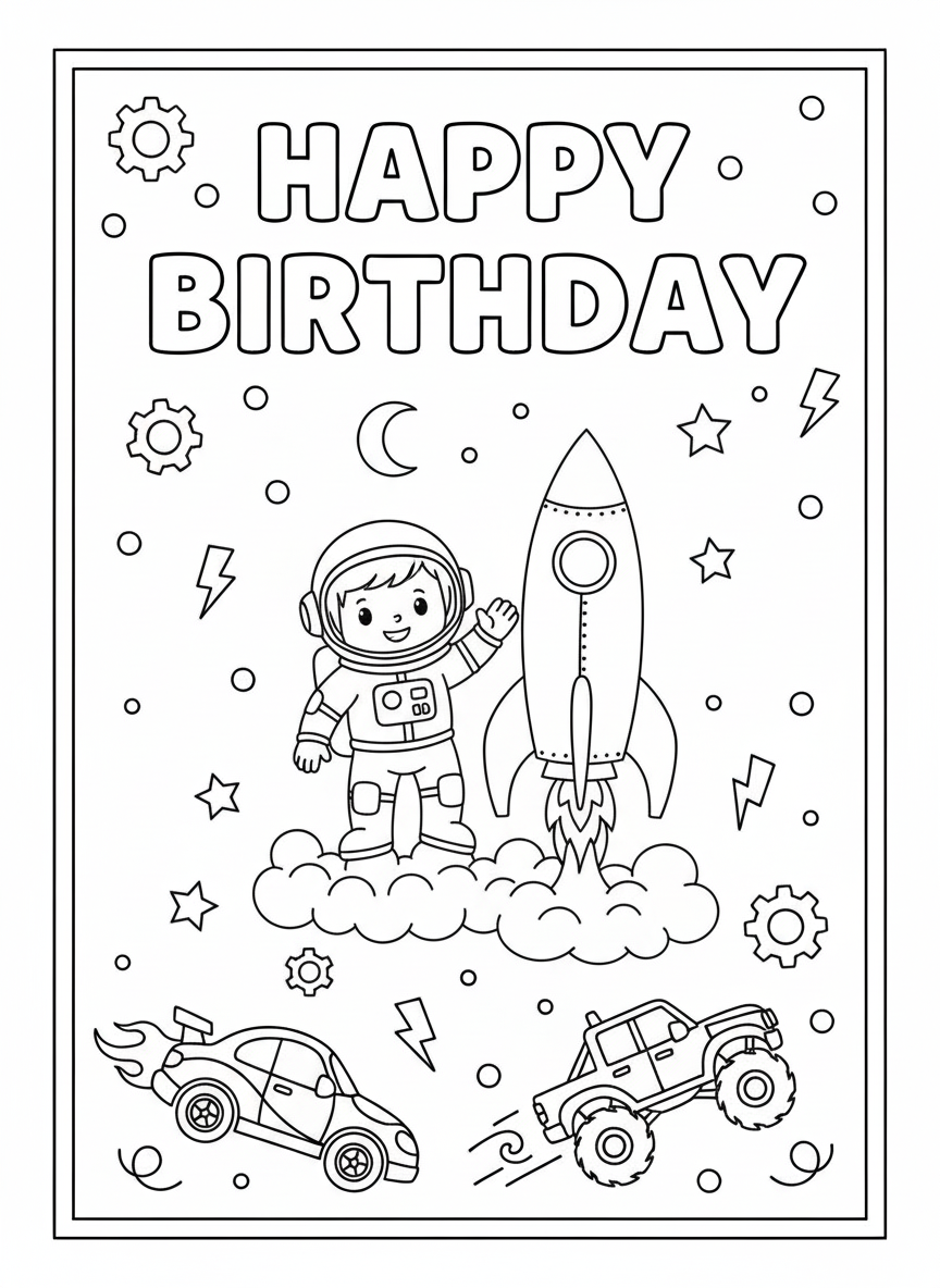 Birthday Colour In Card Pack #1